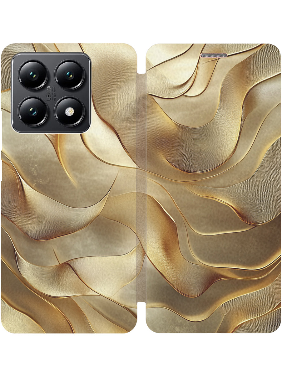 

Чехол-книжка на Xiaomi 14T с принтом "Золотистые волны" золотой, Золотистый;бежевый, 785978431