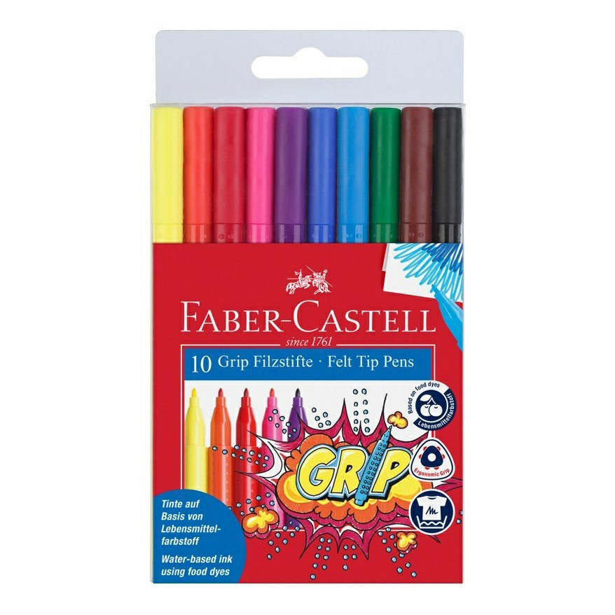 

Набор фломастеров Faber-Castell Grip смываемых 10 шт, Разноцветный