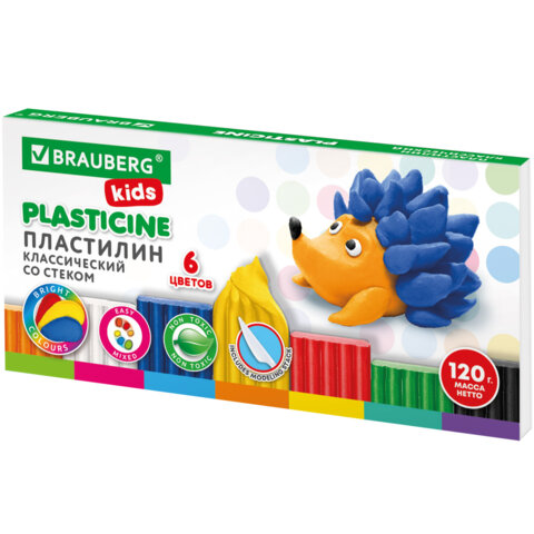 

Пластилин классический Brauberg Kids 120 г 6 цветов, Разноцветный