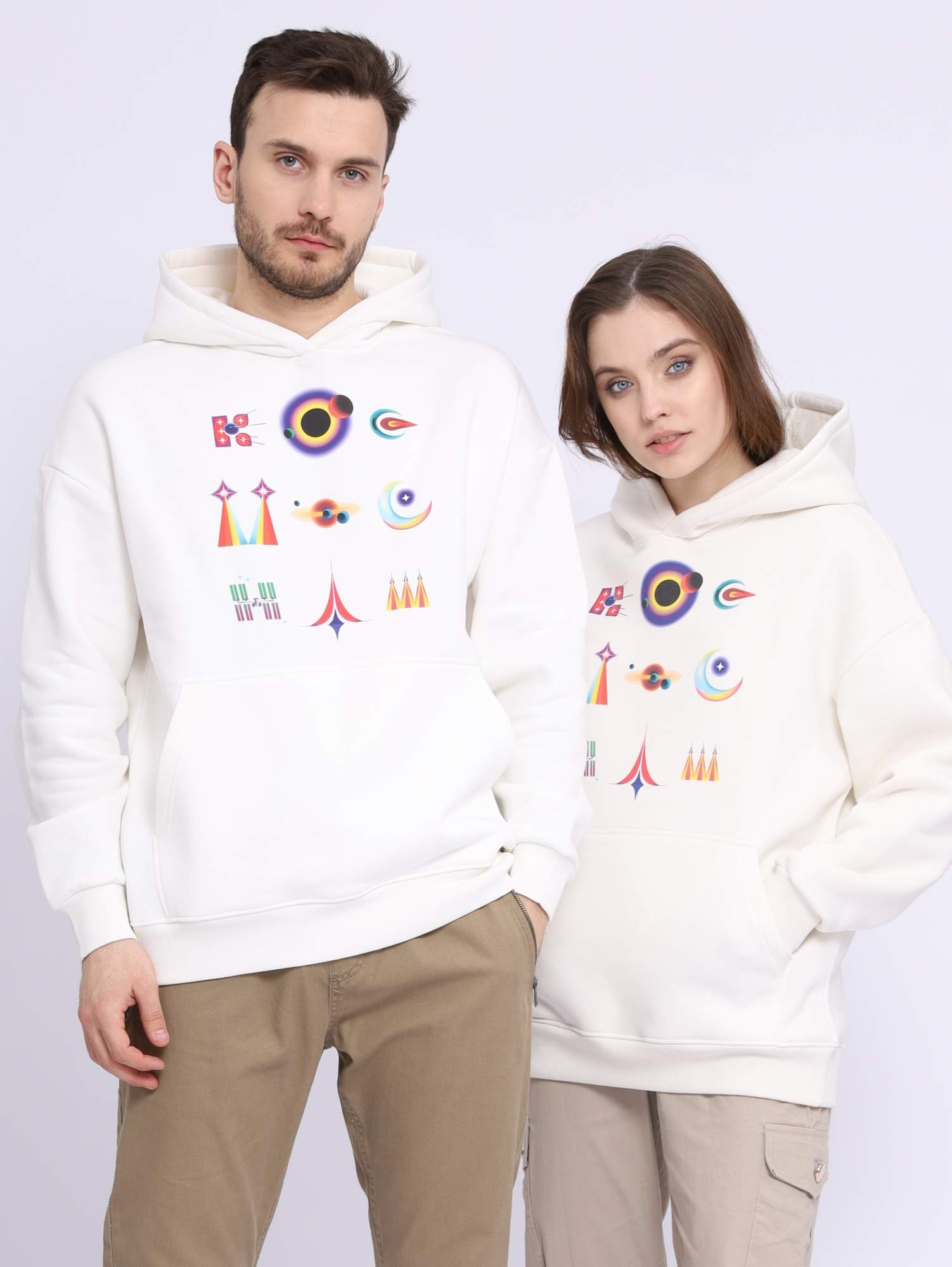 

Худи унисекс КосмоМерч Космос по буквам белое XL-XXL, Белый, Космос по буквам