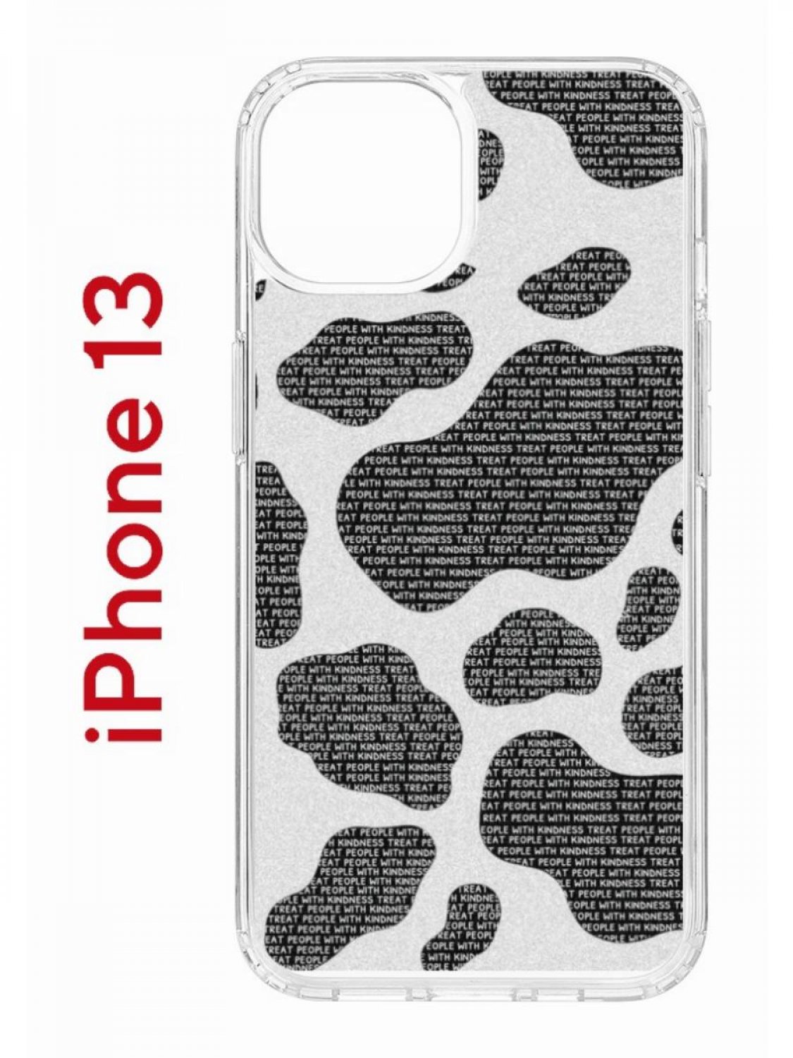 

Чехол на iPhone 13 с принтом Kruche Print Доброта, бампер с защитой камеры, Прозрачный;черный;серый;белый, Айфон 13