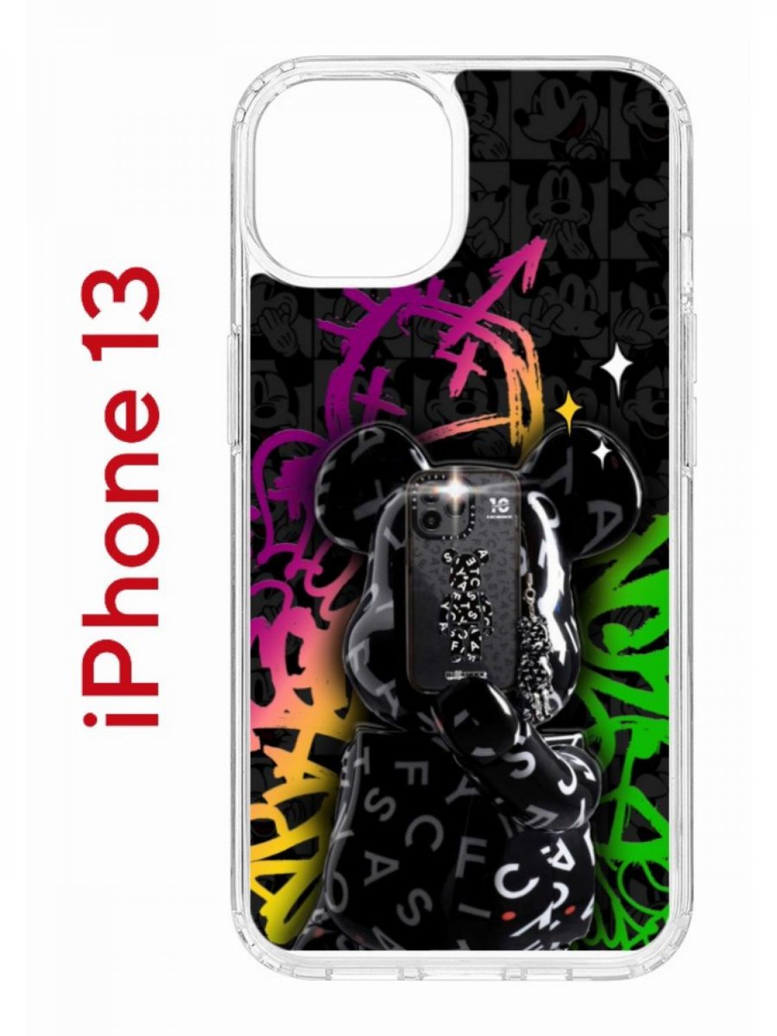 Чехол на iPhone 13 с принтом Kruche Print Микки Маус, бампер с защитой камеры