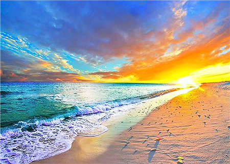фото Алмазная мозаика стразами ripoma закат на побережье моря 00114389 30х40 см