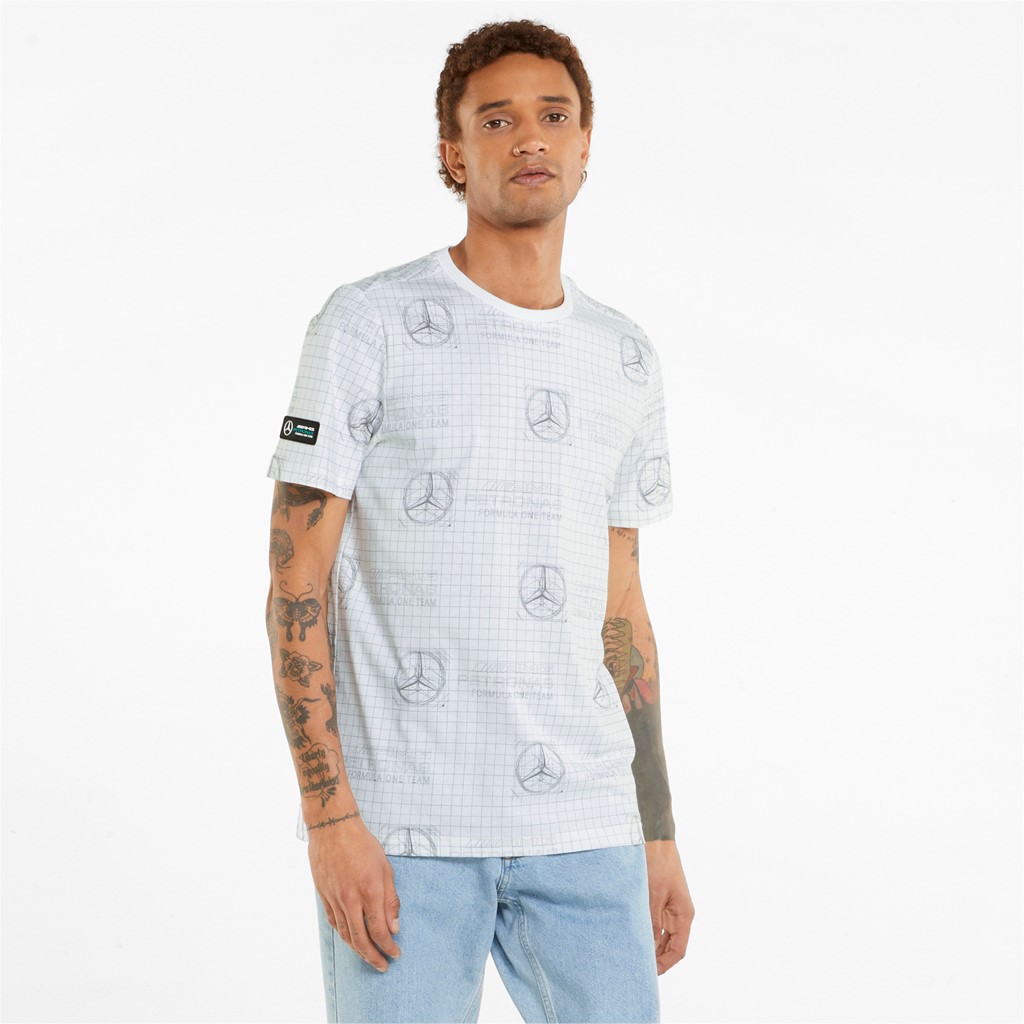 фото Футболка мужская puma mercedes f1 printed logo men's tee белая m