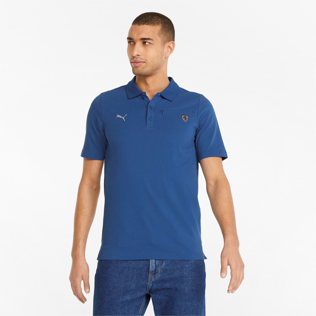 Футболка мужская PUMA Ferrari Style Polo синяя XL