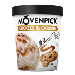 Мороженое пломбир Movenpick с карамельным соусом и кусочками печенья 10,5% 298 г
