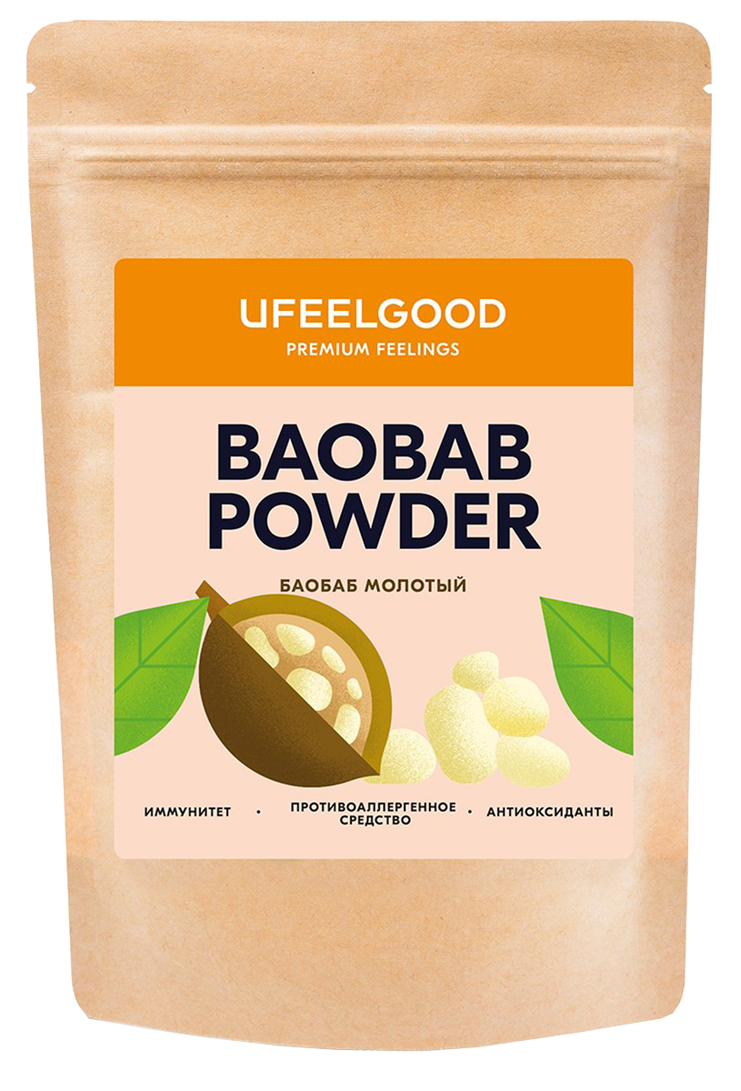 

Баобаб плоды молотые, 100 г, UFEELGOOD