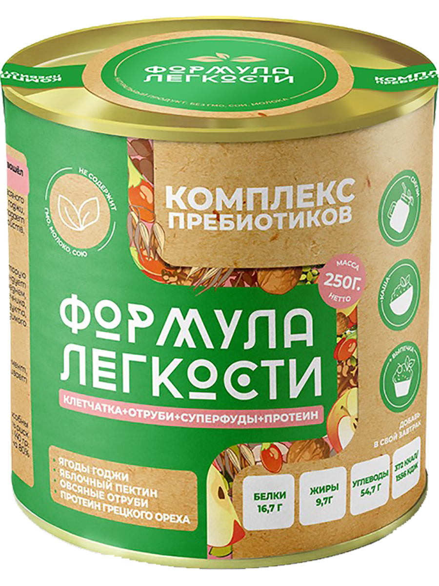 

Комплекс пребиотиков "Овсяные отруби + ягоды годжи + протеин грецкого ореха+пектин", 250 г