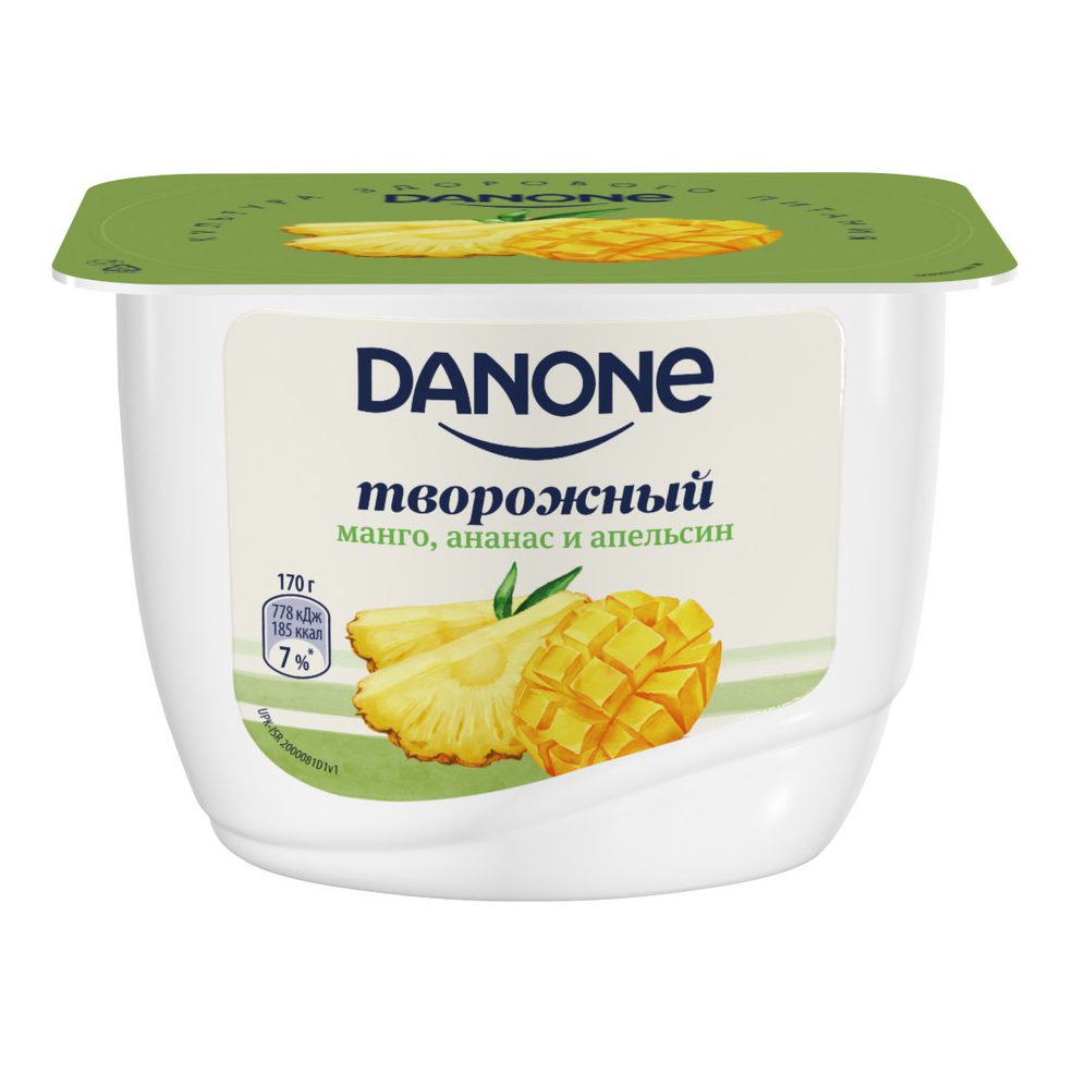 фото Творожок danone манго-ананас-апельсин 3,6% 170 г