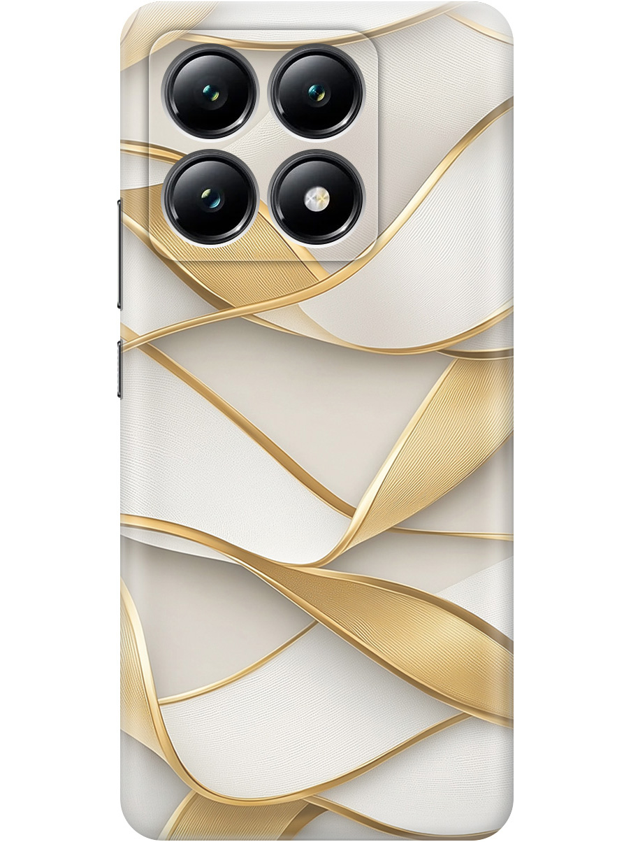 

Силиконовый чехол на Xiaomi 14T с принтом "Волны из золота", Прозрачный;белый;золотистый, 785978431