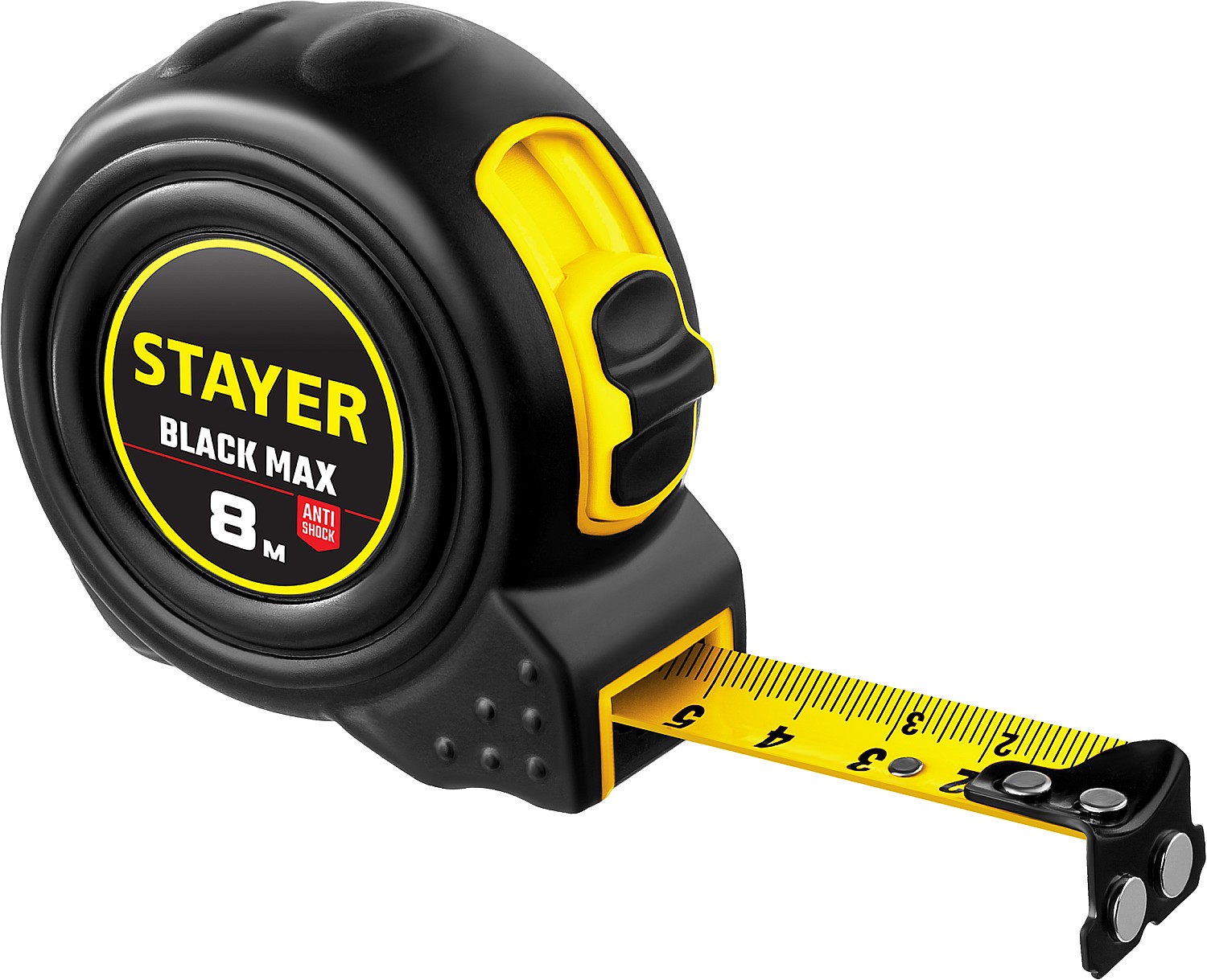 

Рулетка STAYER BlackMax 8м/25мм, ударостойкая, обрезиненная, 3410-08