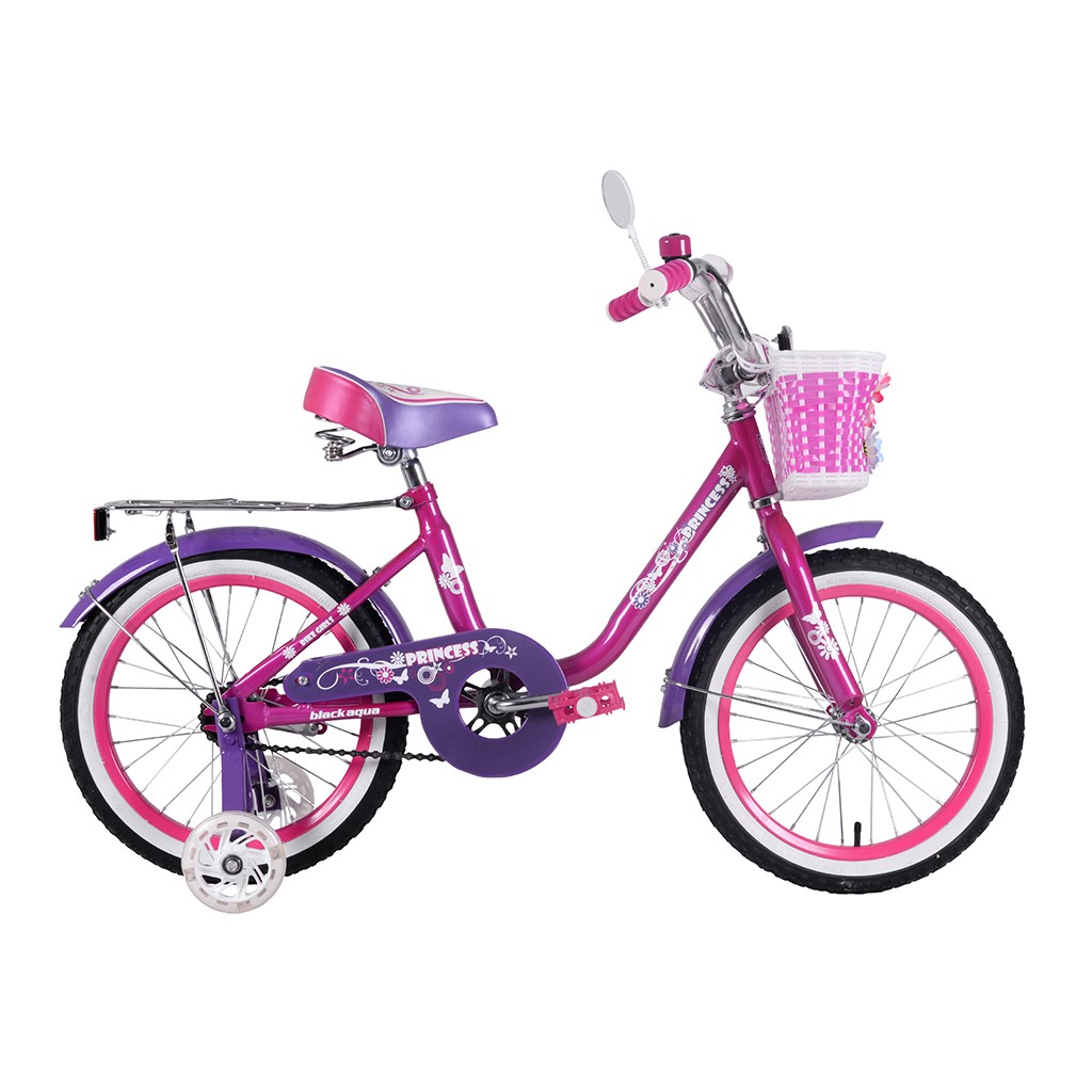 фото Велосипед black aqua ba princess 14, 1s, ручка, колеса светятся, розово-сиреневый