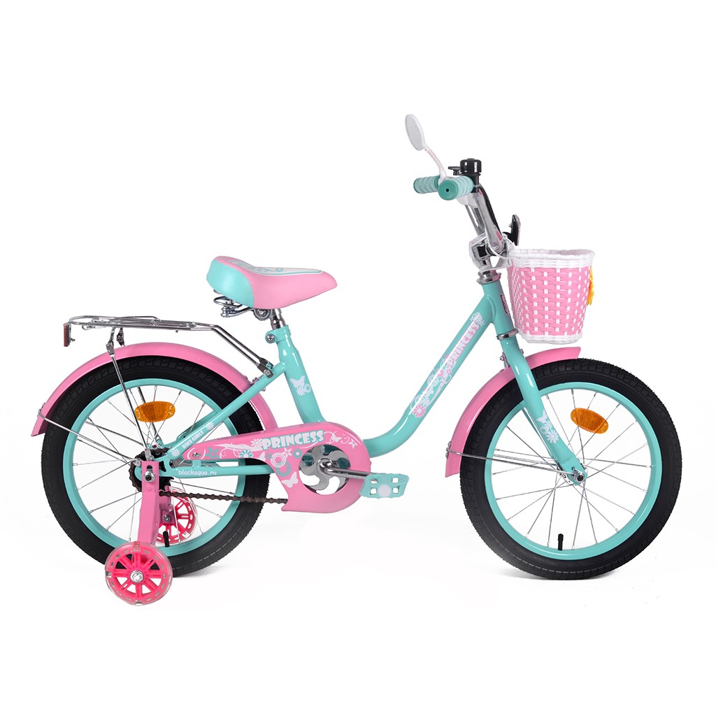 фото Велосипед black aqua ba princess 12, 1s, с ручкой, колеса светятся, мятный-розовый
