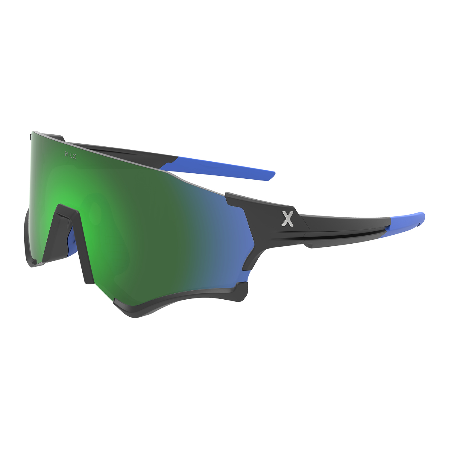 Спортивные солнцезащитные очки унисекс HILX Revok matt black blue/green lens