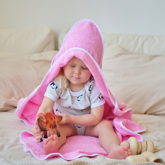Полотенца для новорожденных Крошка Я махровое, 85х85 см, розовый, 100% хлопок, 340 г/м2 комплект халат и 2 полотенца sofi de marko linda розовый
