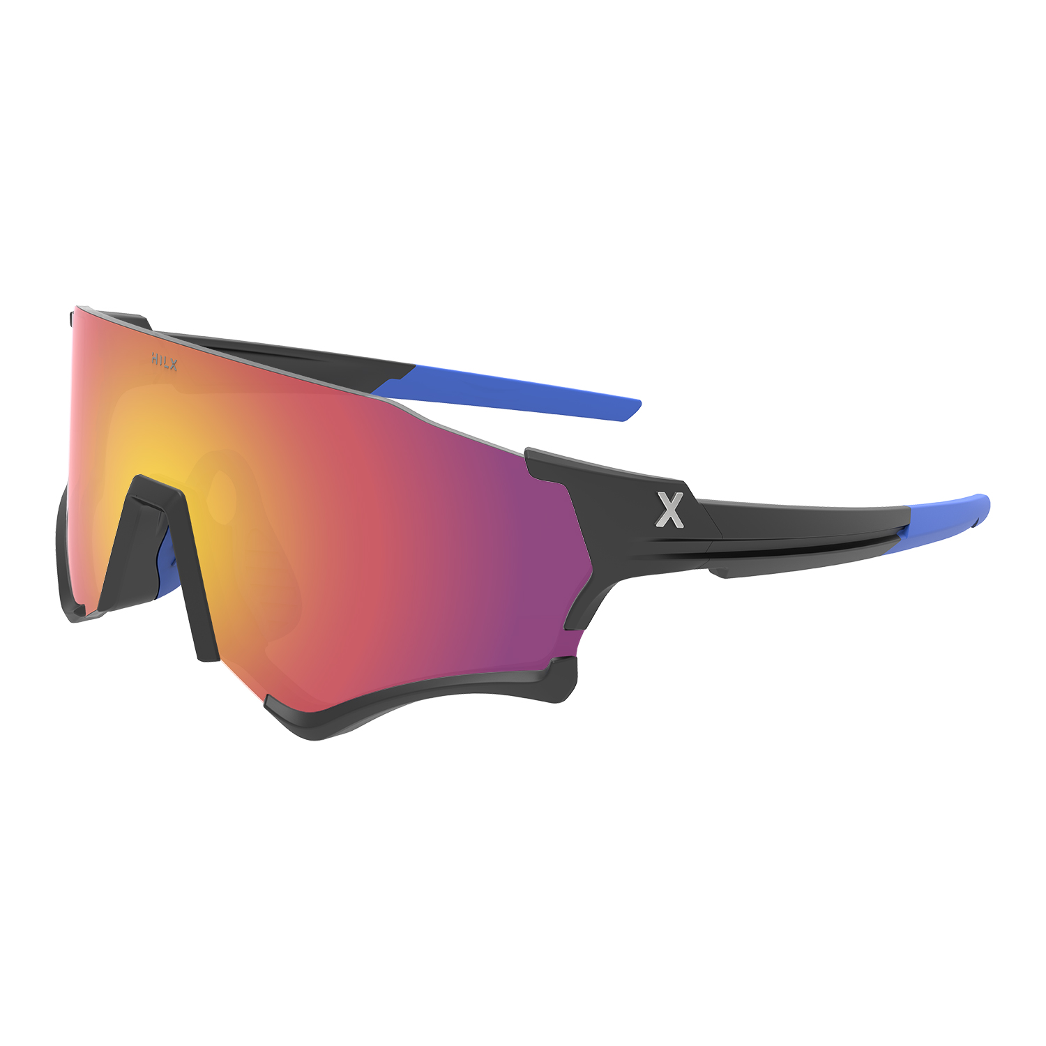 Спортивные солнцезащитные очки унисекс HILX Revok matt black blue/red lens