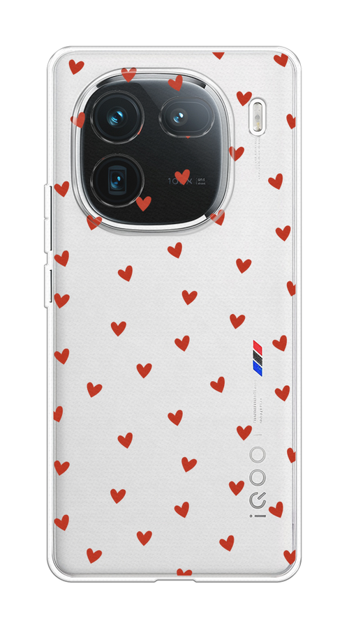 

Чехол на Vivo iQOO 12 "Red hearts", Красный;прозрачный, 2612050-1