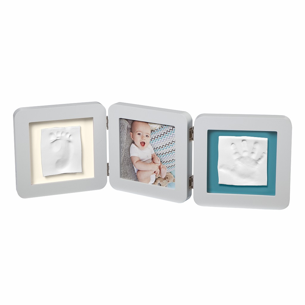 Рамочка тройная с отпечатком Baby Art светло-серый 3601095300 pearhead рамочка двойная складная с отпечатком