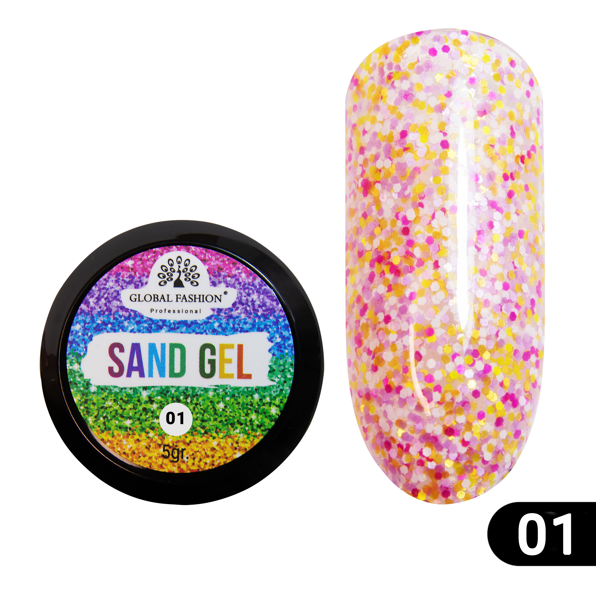 

Гель-краска Sand gel Global Fashion 5 г 01, Белый;желтый;золотистый;розовый;фиолетовый