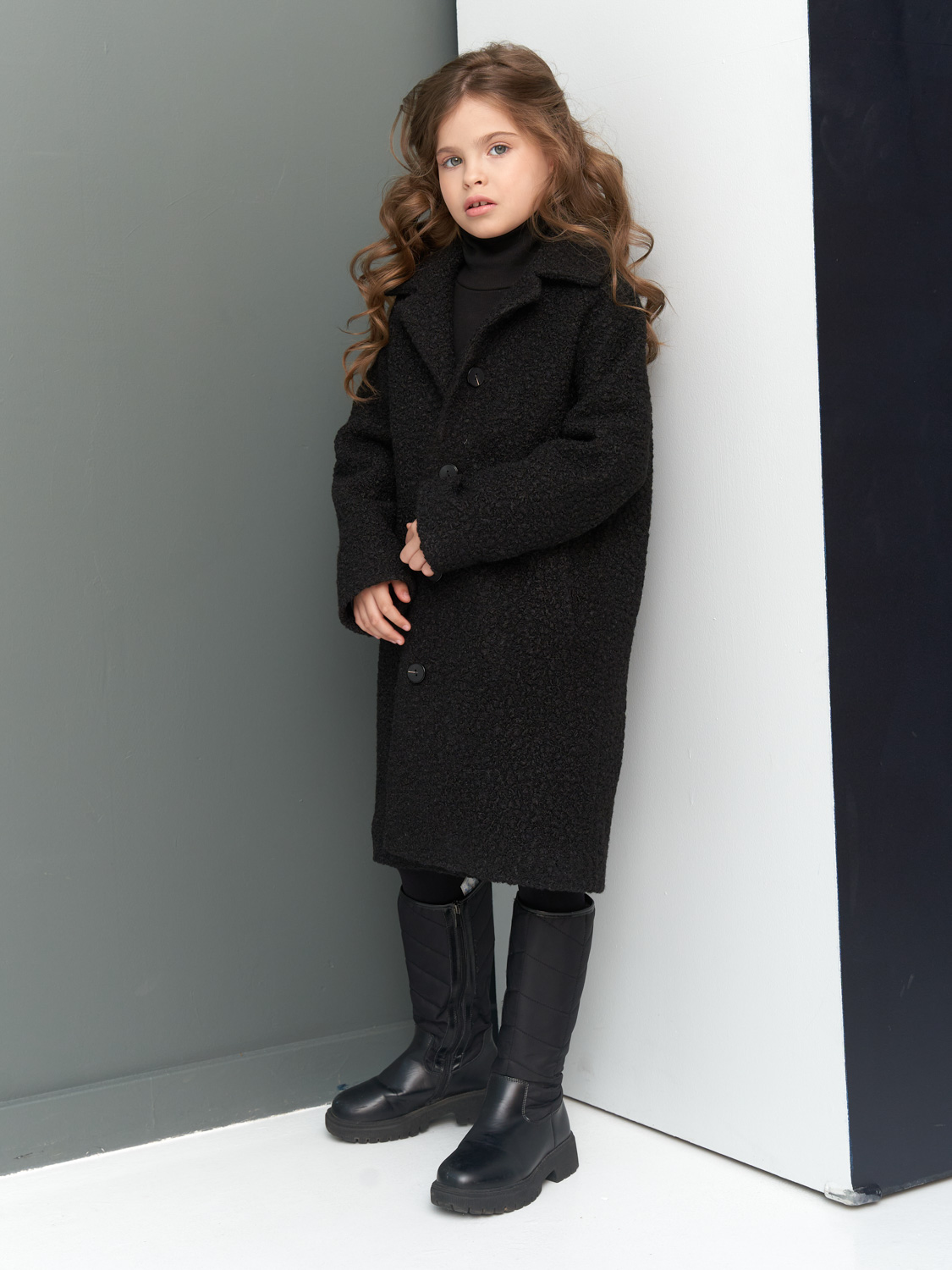 Пальто детское Prime Baby PPL00223, черный, 122 prime baby платье детское стильное ppp03006blk01