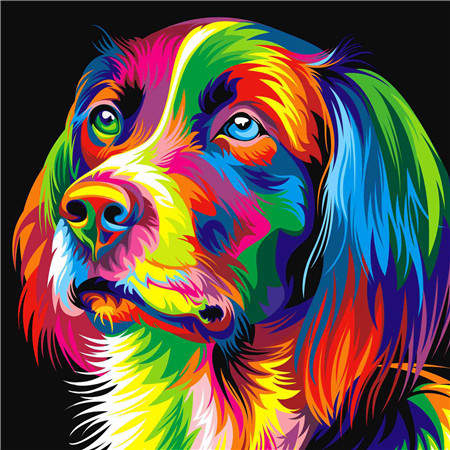 фото Алмазная мозаика стразами ripoma разноцветный пёс 00114006 30х30 см