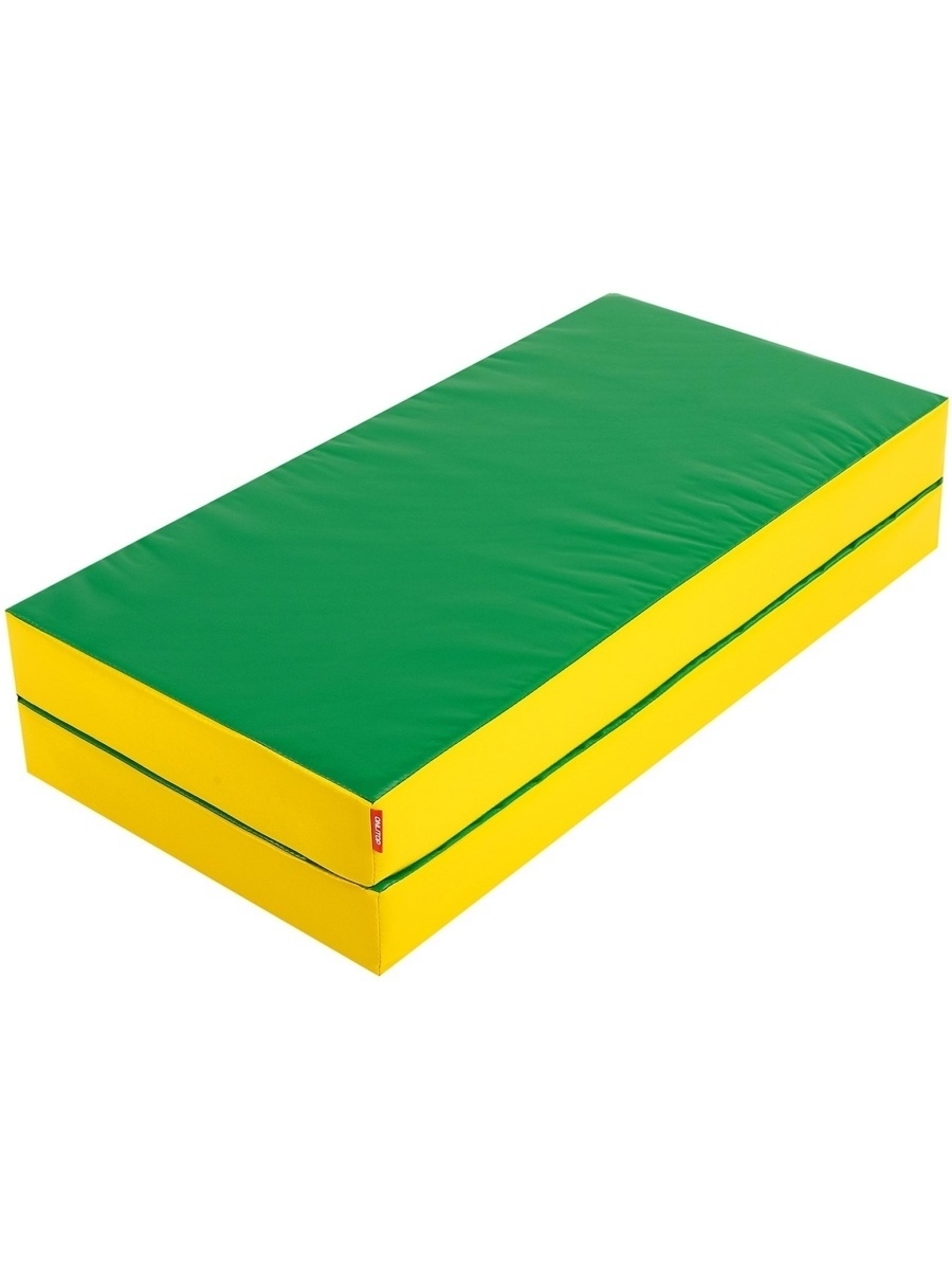 фото Мат спортивный гимнастический детский складной 1000х1000х60мм кз зеленый/желтый ideal