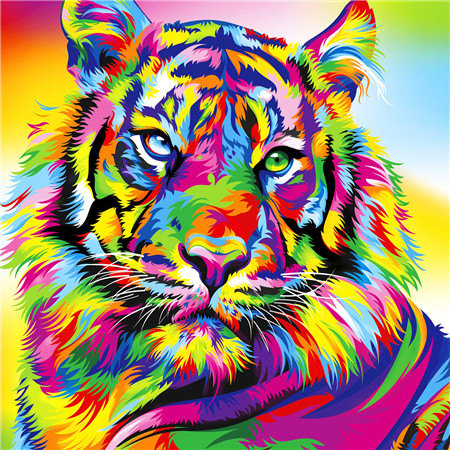фото Алмазная мозаика стразами ripoma разноцветный тигр 00114088 30х30 см
