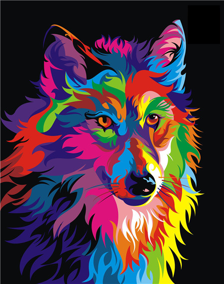 фото Алмазная мозаика стразами ripoma разноцветный волк 00114627 30х40 см