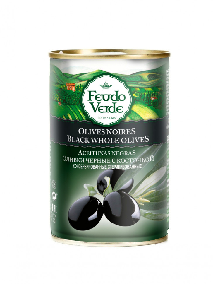 

Оливки Feudo Verde черные, с косточкой, 280 г