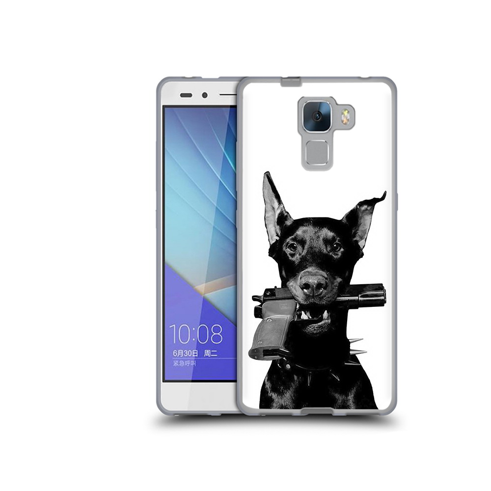 

Чехол MyPads Tocco для Honor 7 доберман с пистолетом (PT28758.36.331), Прозрачный, Tocco