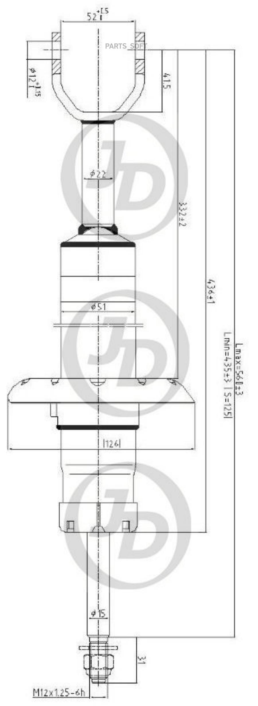 Амортизатор Газомасляный Передний /341842/ Just Drive арт. JAA0252