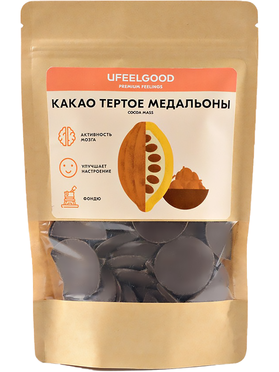 фото Какао-тертое (медальоны), 200 г, ufeelgood