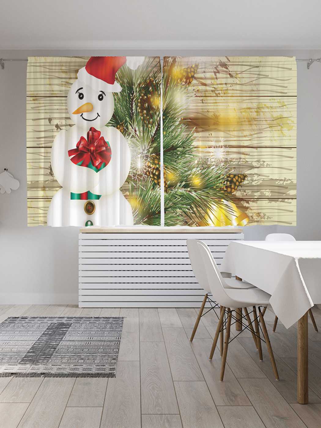 

Шторы JoyArty c фотопечатью "Веселый снеговик" из сатена, 290х180 см, Веселый снеговик