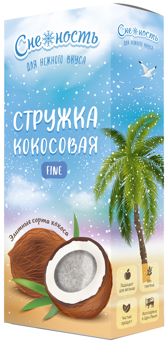

Кокос Премиум, стружка Файн, коробка, 75 г, Снежность