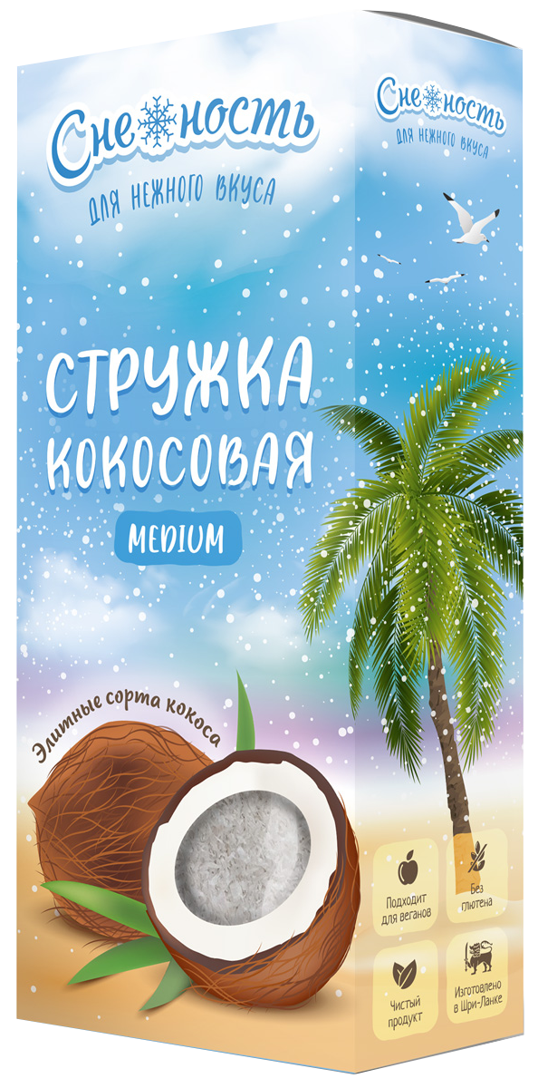 

Кокос Премиум, стружка Медиум, коробка, 75 г, Снежность