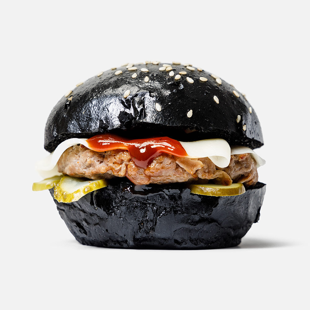 Бургер Кулинариум Гурмэ блэк с сыром моцарелла и соусом барбекю, 105 г