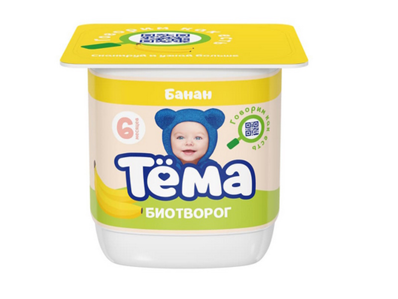 Биотворог Тёма с бананом, с 6 месяцев, 4%, 95 г