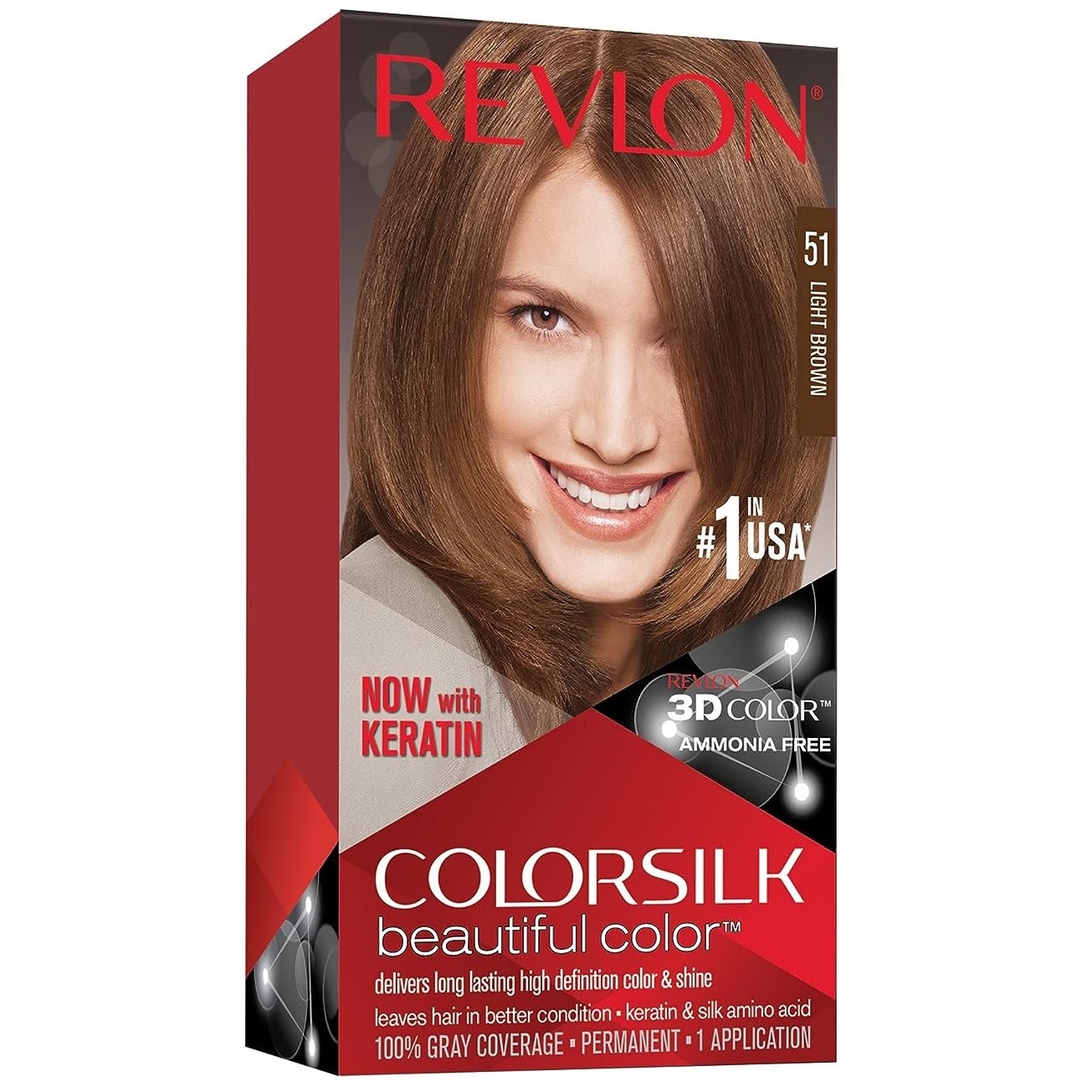 Краска для волос REVLON Colorsilk 51 Light Brown светло-каштановый 130 мл