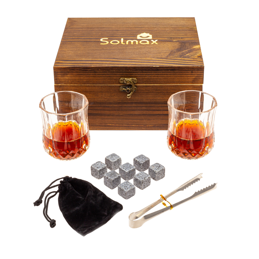 фото Подарочный набор бокалов solmax с камнями для охлаждения виски, коньяка, 22х18х10 см