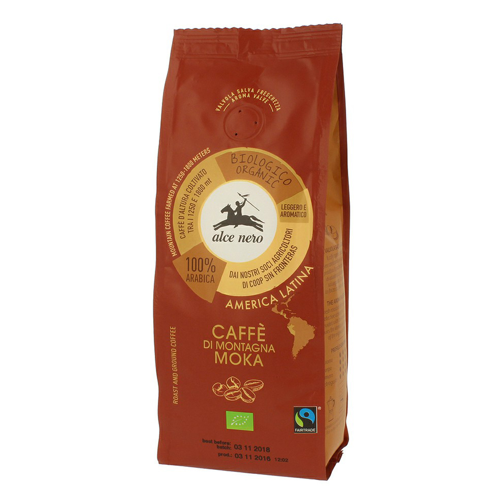 Кофе в зернах ALCE NERO натуральный жареный 100% Арабика БИО, 500 г