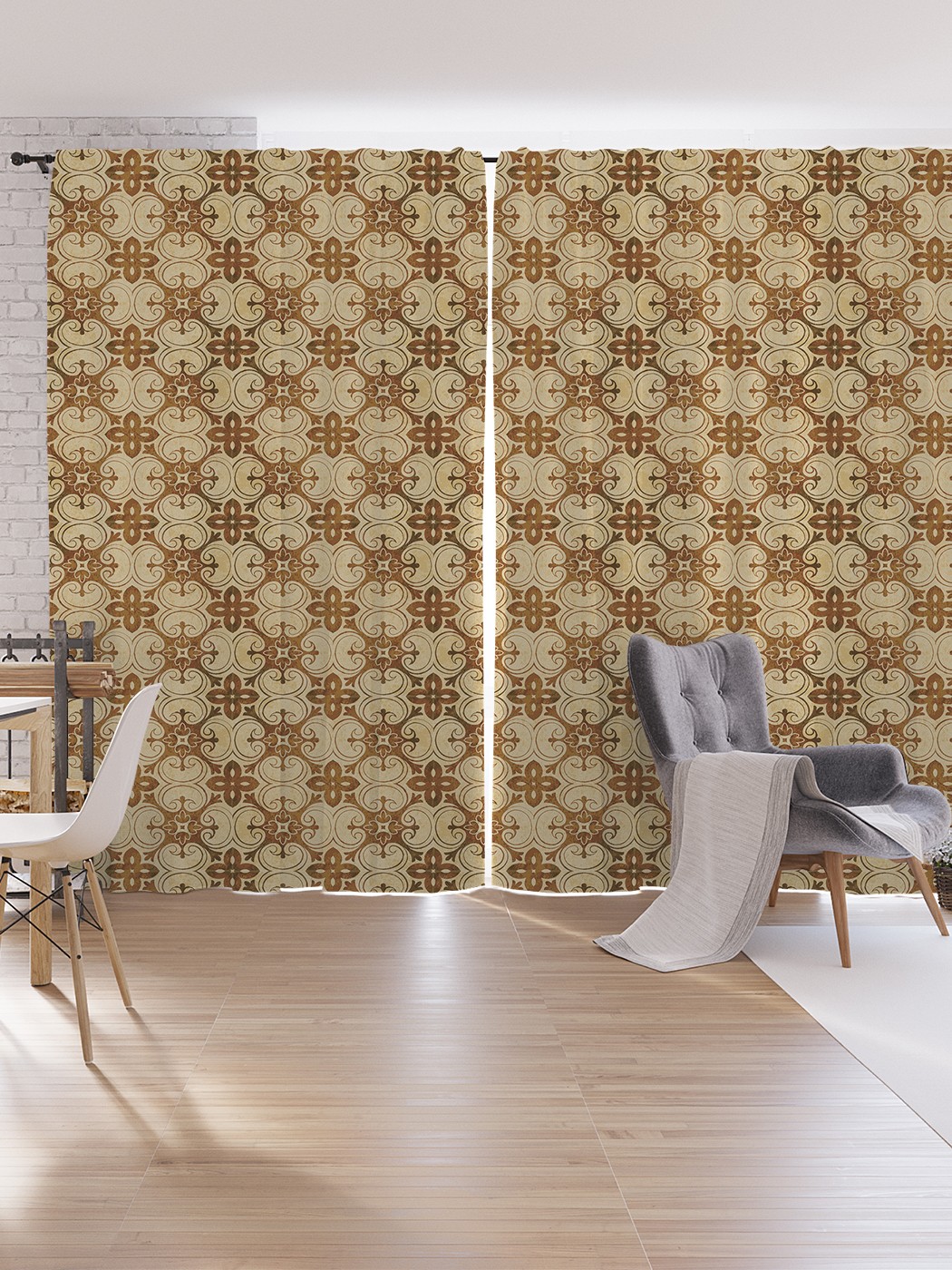 

Шторы под лён JoyArty "Цветочные кресты гранж", серия Oxford DeLux, 340х265 см, Цветочные кресты гранж