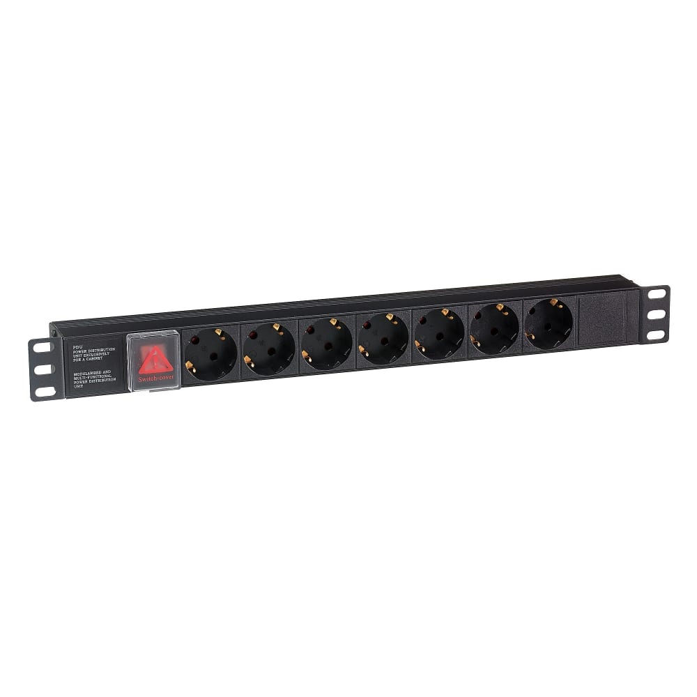 

ExeGate Блок розеток ServerPro PDU-19H703 Al-7S-C20-SW, 19,1U,алюм, 7 Schuko, С20 280838, Черный