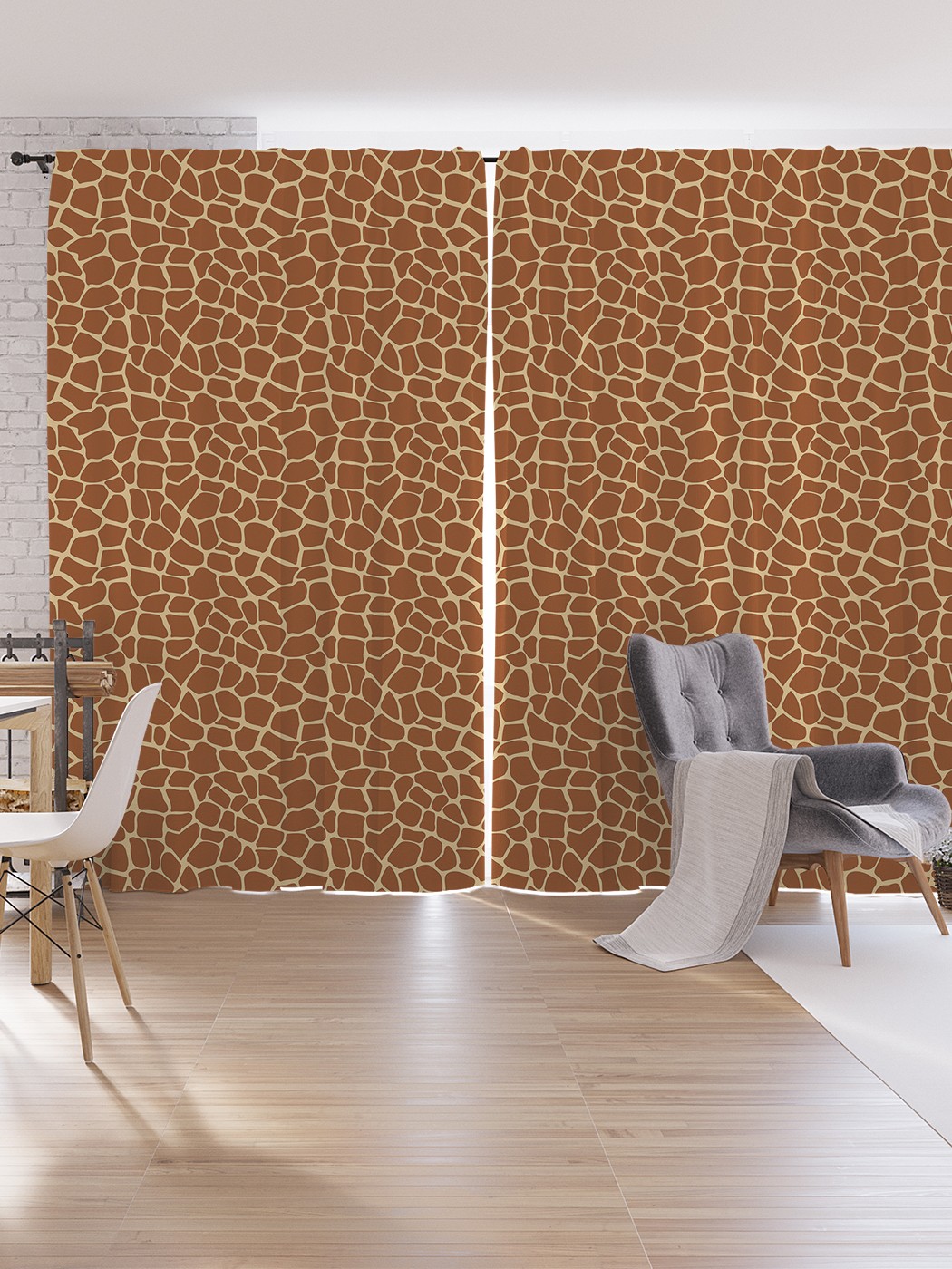 

Шторы под лён JoyArty "Покрытие жирафа", серия Oxford DeLux, 340х265 см, Покрытие жирафа