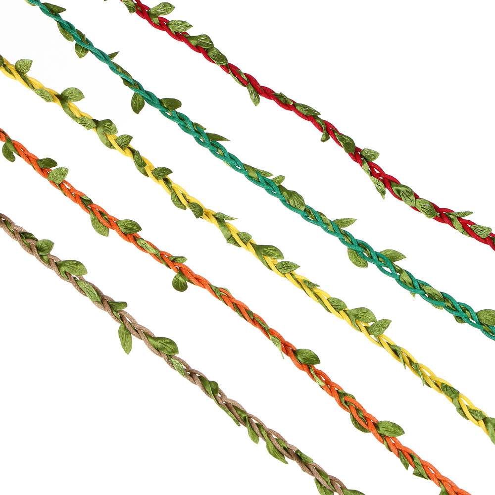 INBLOOM Веревка декоративная с листочками 10м, ПВХ, нейлон