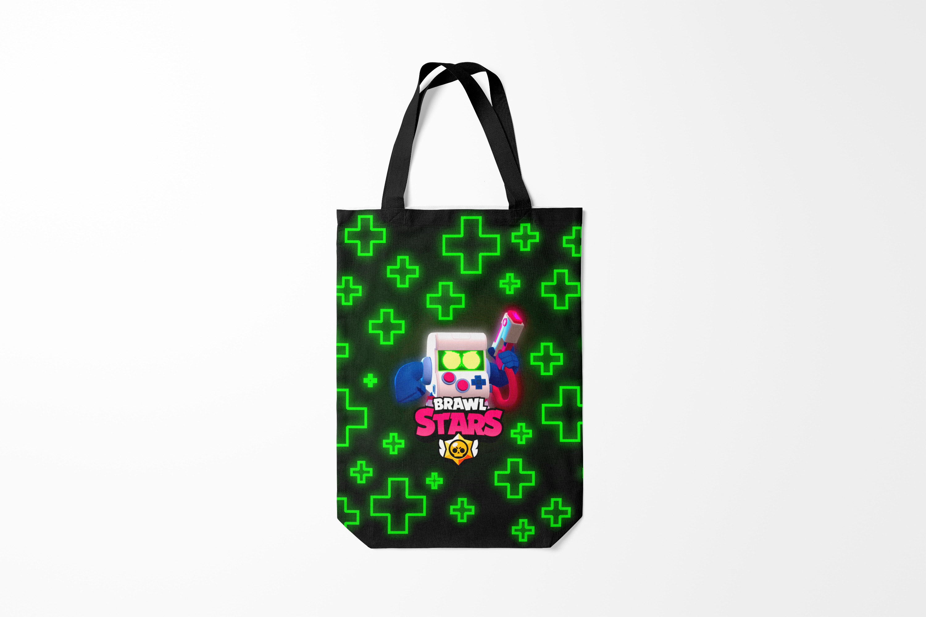 

Сумка шoппер унисекс Burnettie Brawl Stars 8 BIT, черный; бирюзовый, Brawl Stars 8 BIT