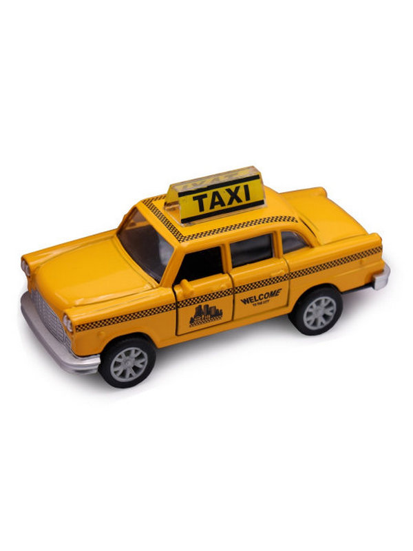 

Машина Funky Toys Die-cast, Ретро такси, инерционная, открываются двери, желтая, M 1:32