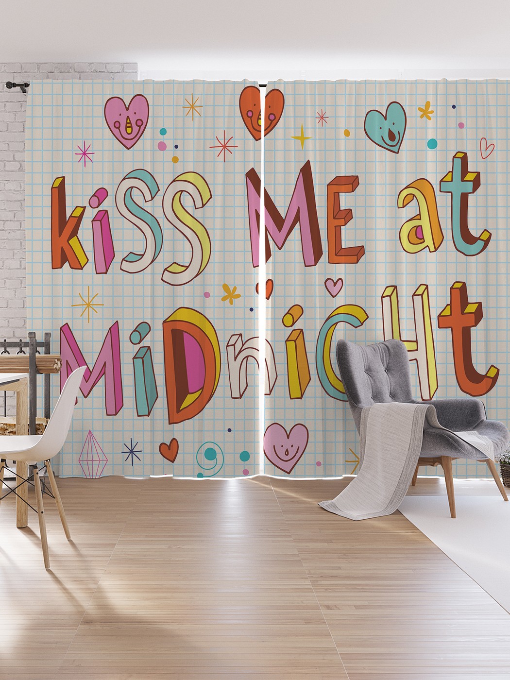 

Шторы под лён JoyArty "Поцелуй меня в полночь", серия Oxford DeLux, 340х265 см, Поцелуй меня в полночь