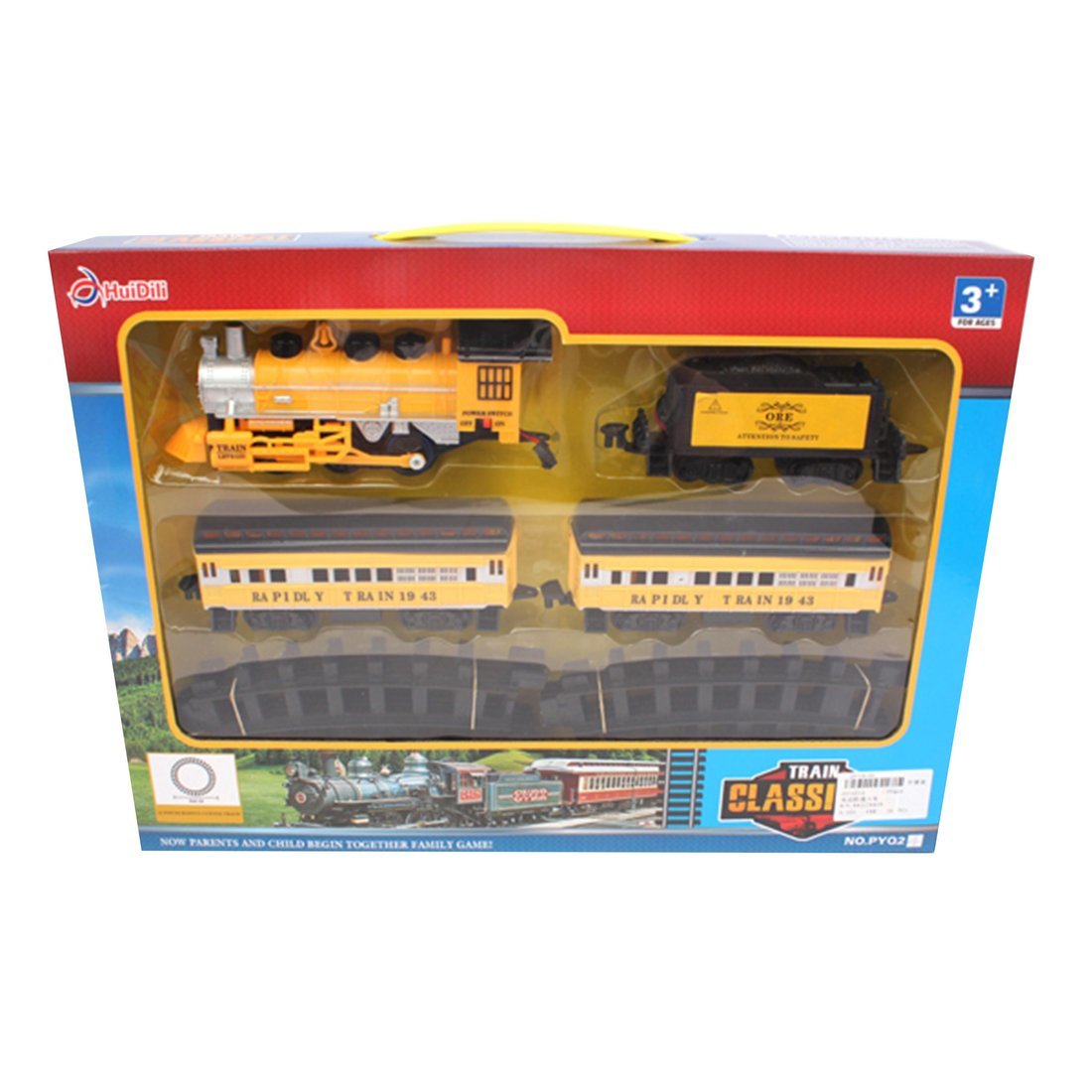 фото Железная дорога наша игрушка pyq24 16 деталей, поезд, вагон 3 шт