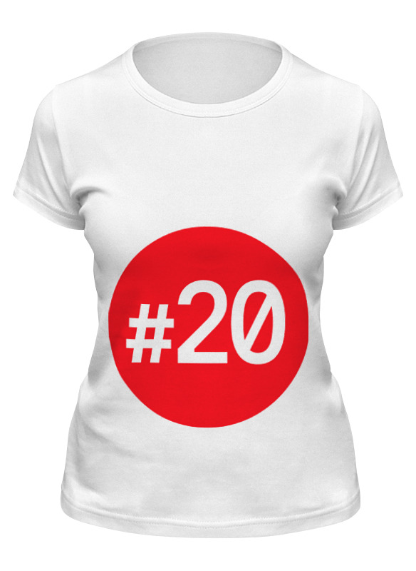 

Футболка женская Printio #20 красная круг белая 2XL, #20 красный круг