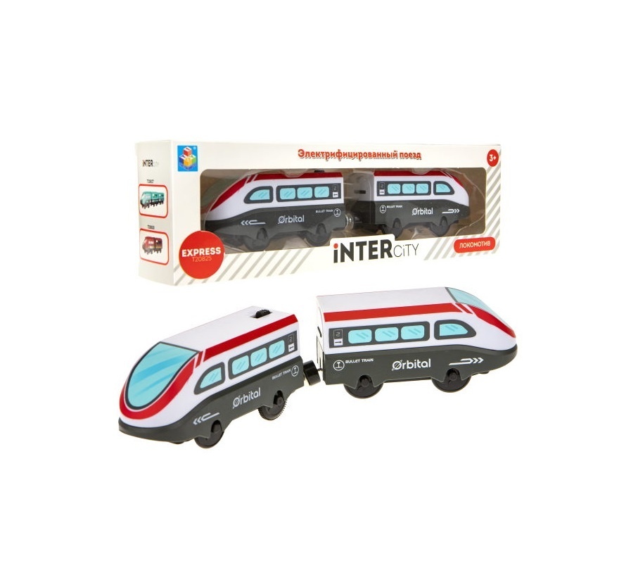 Электропоезд 1toy InterCity Express, скорый, Локомотив, 2 вагона, в коробке